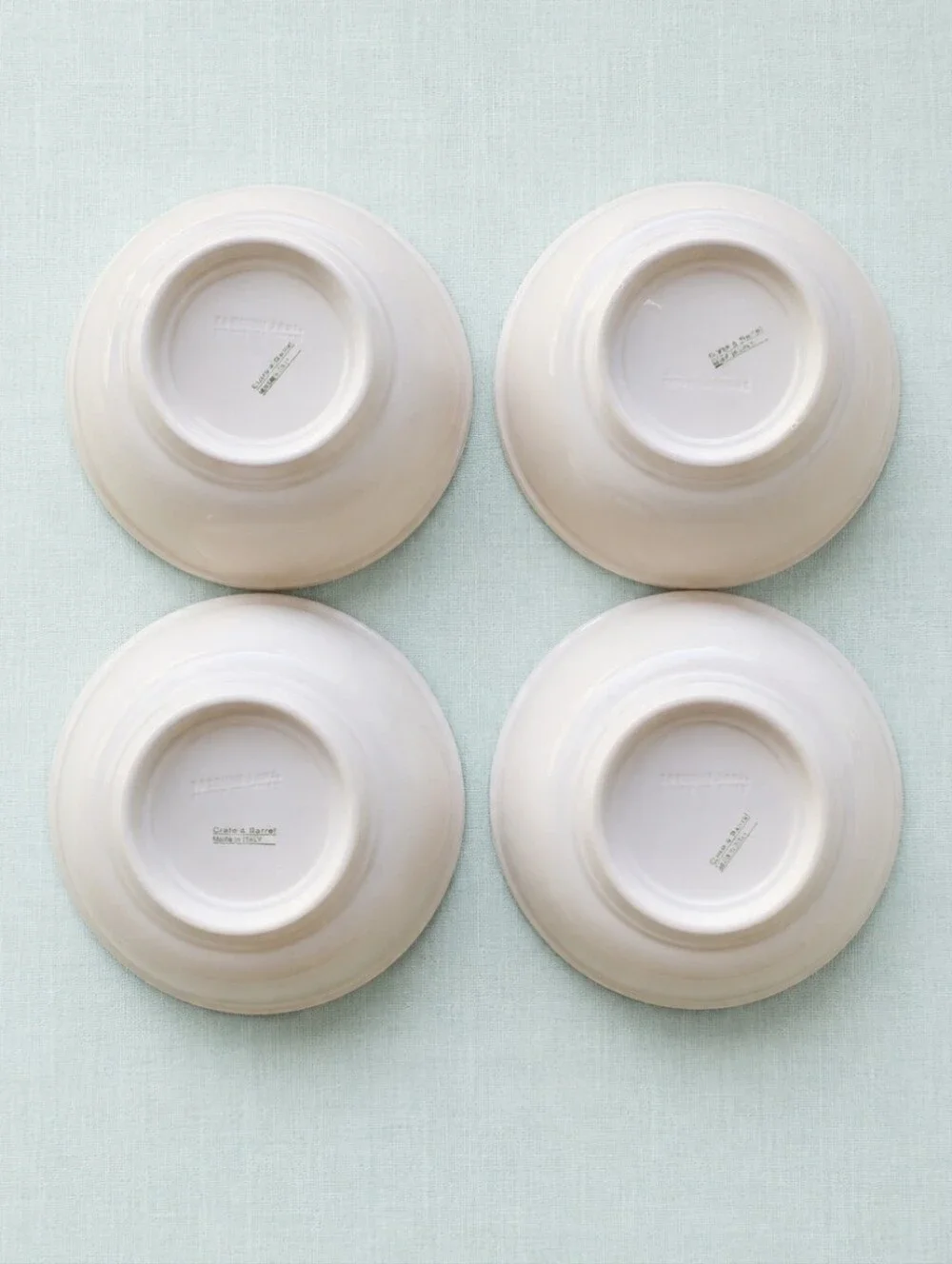 Rare Crate&Barrel Made in Italy Pasta Bowls Set 4 La Primula Aqua Yellow Coastal